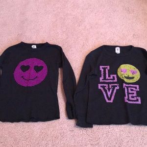 Girls size 4 rhinestone smiley face shirts